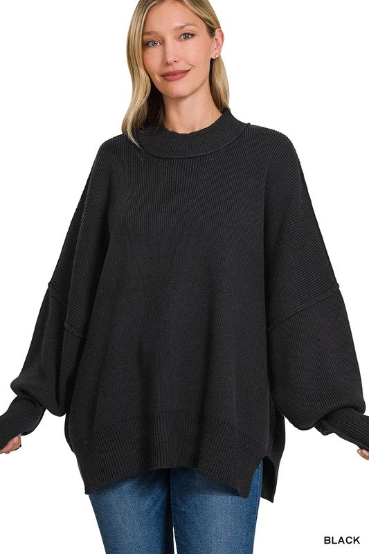 Thick Oversized Sweater - BLACK