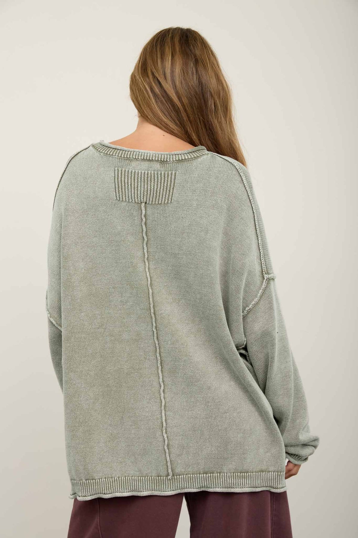 Light Olive Washed Sweater