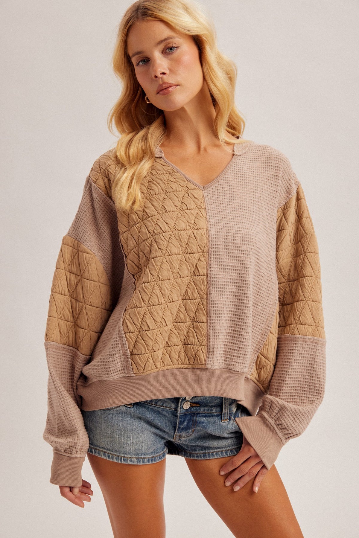 Mocha Quilted And Waffle Top