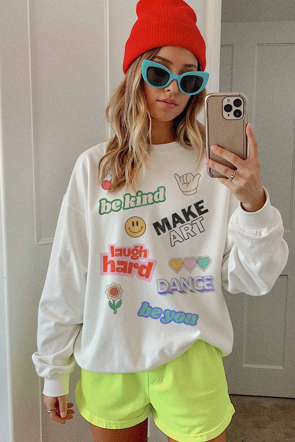 Positive Stickers Graphic Sweatshirt