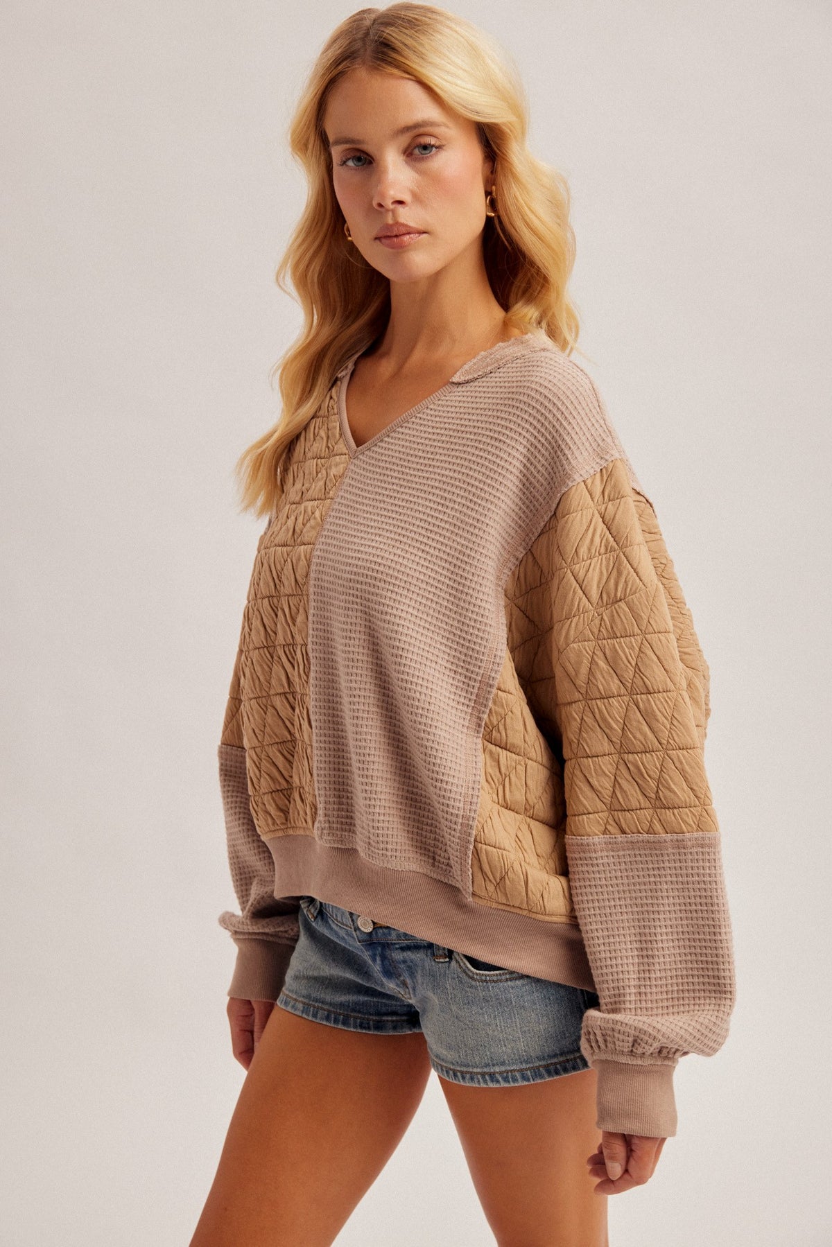 Mocha Quilted And Waffle Top