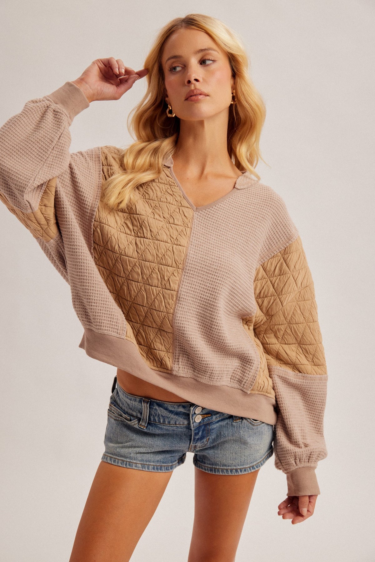 Mocha Quilted And Waffle Top