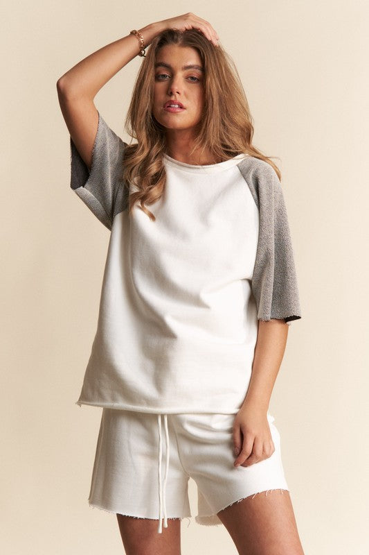 Grey French Terry Top And Short Set