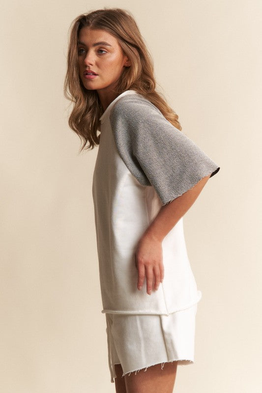 Grey French Terry Top And Short Set
