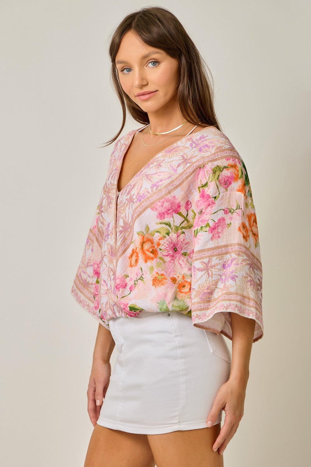 Print Wrap Kimono Top
