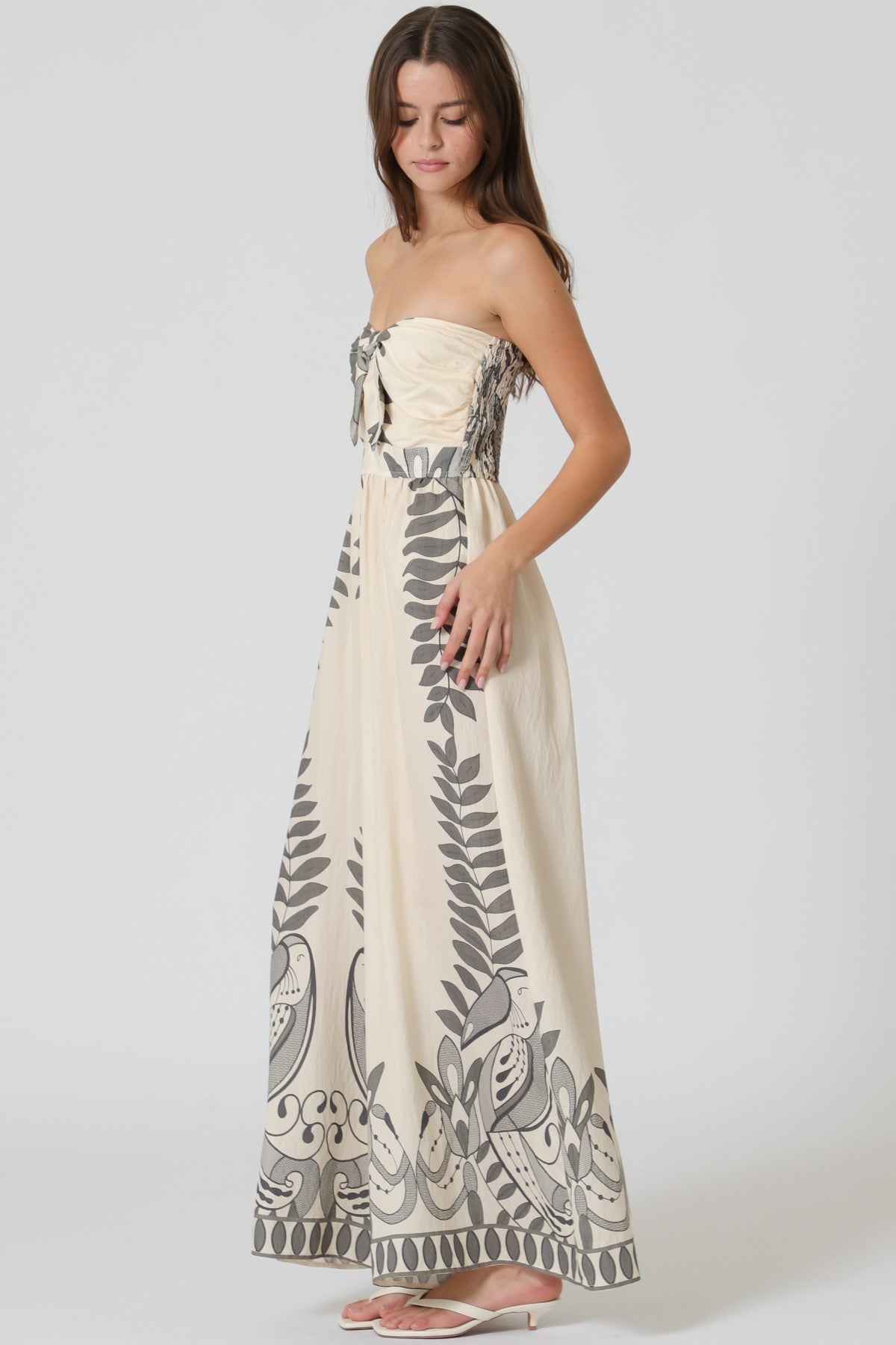 Beige Printed Jumpsuit