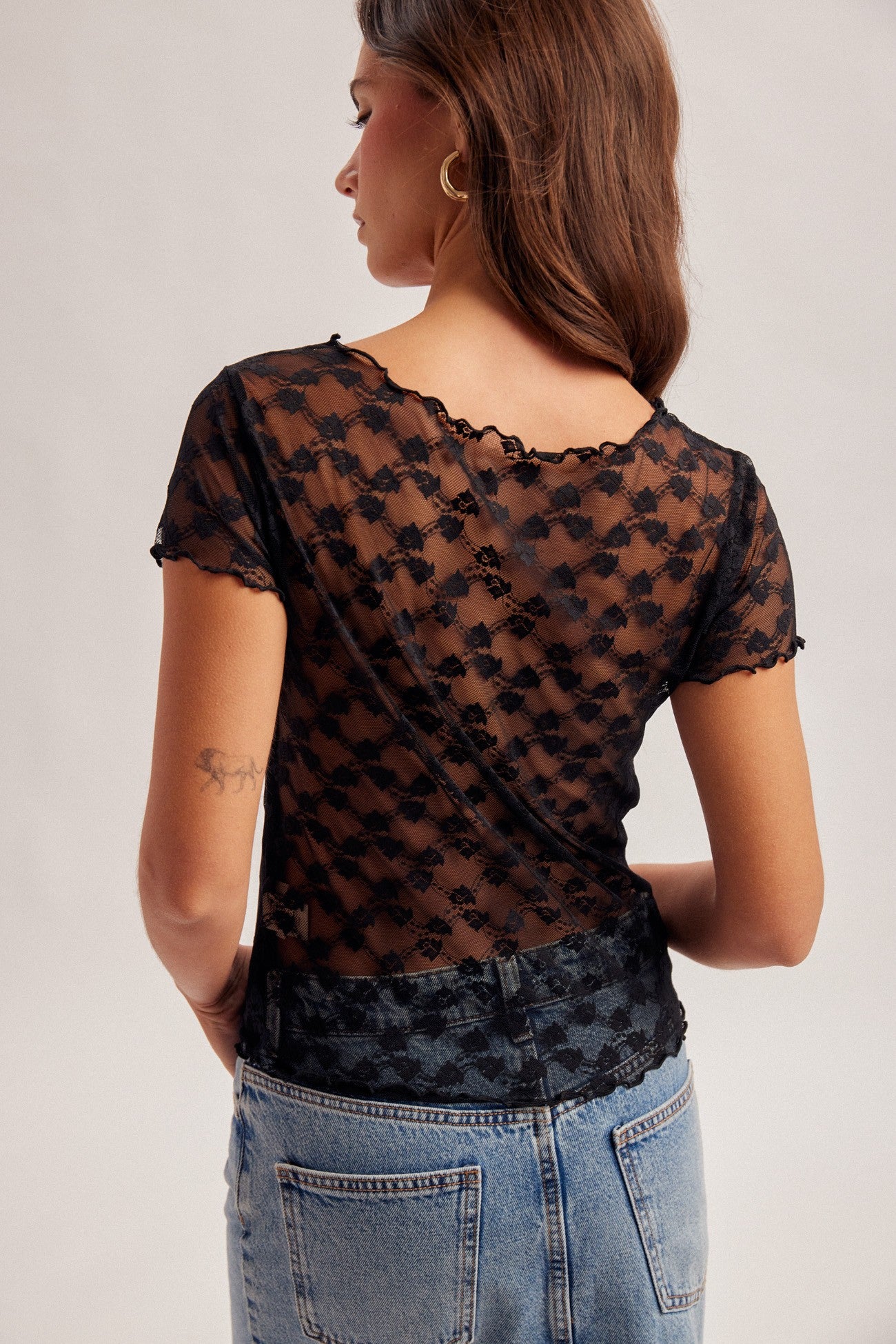 Sweetheart Lace Sheer Back Top