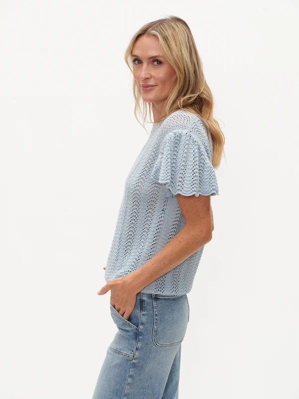 Blue Mist Flutter Sleeve Top