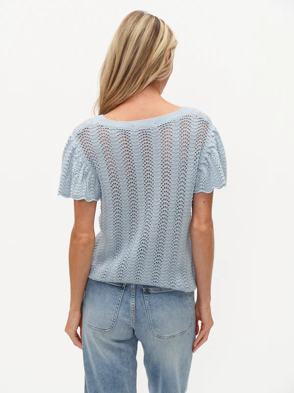 Blue Mist Flutter Sleeve Top