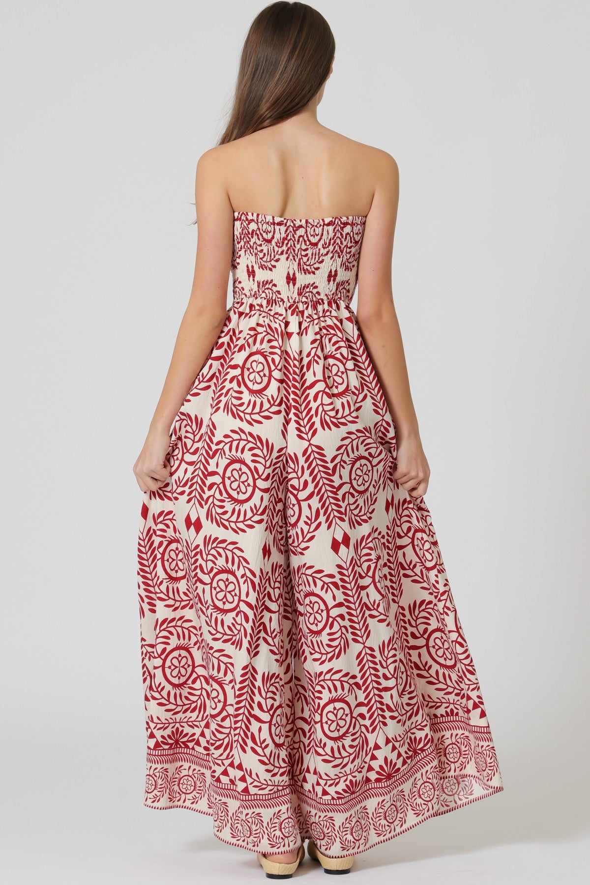 Red Abstract Printed Jumpsuit