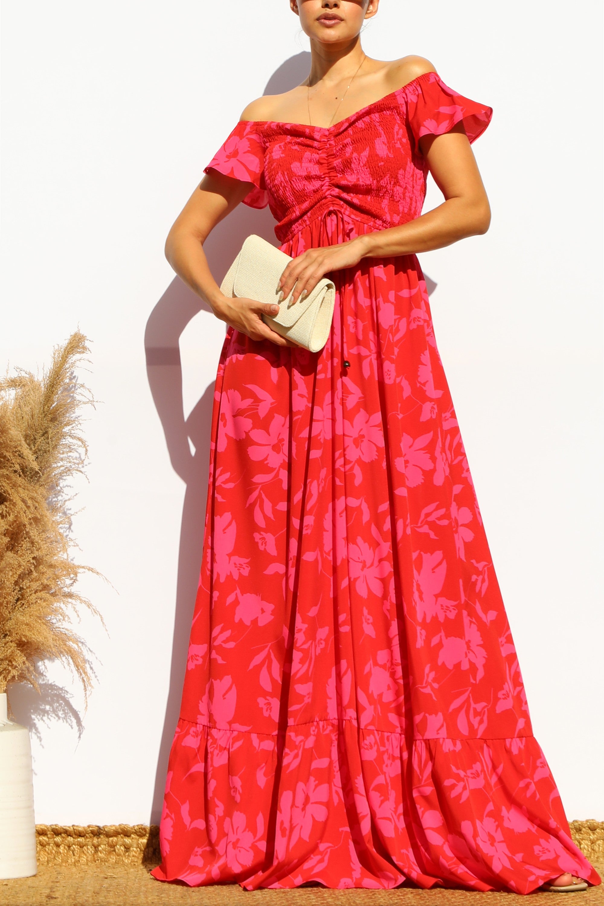 floral smocked maxi dress