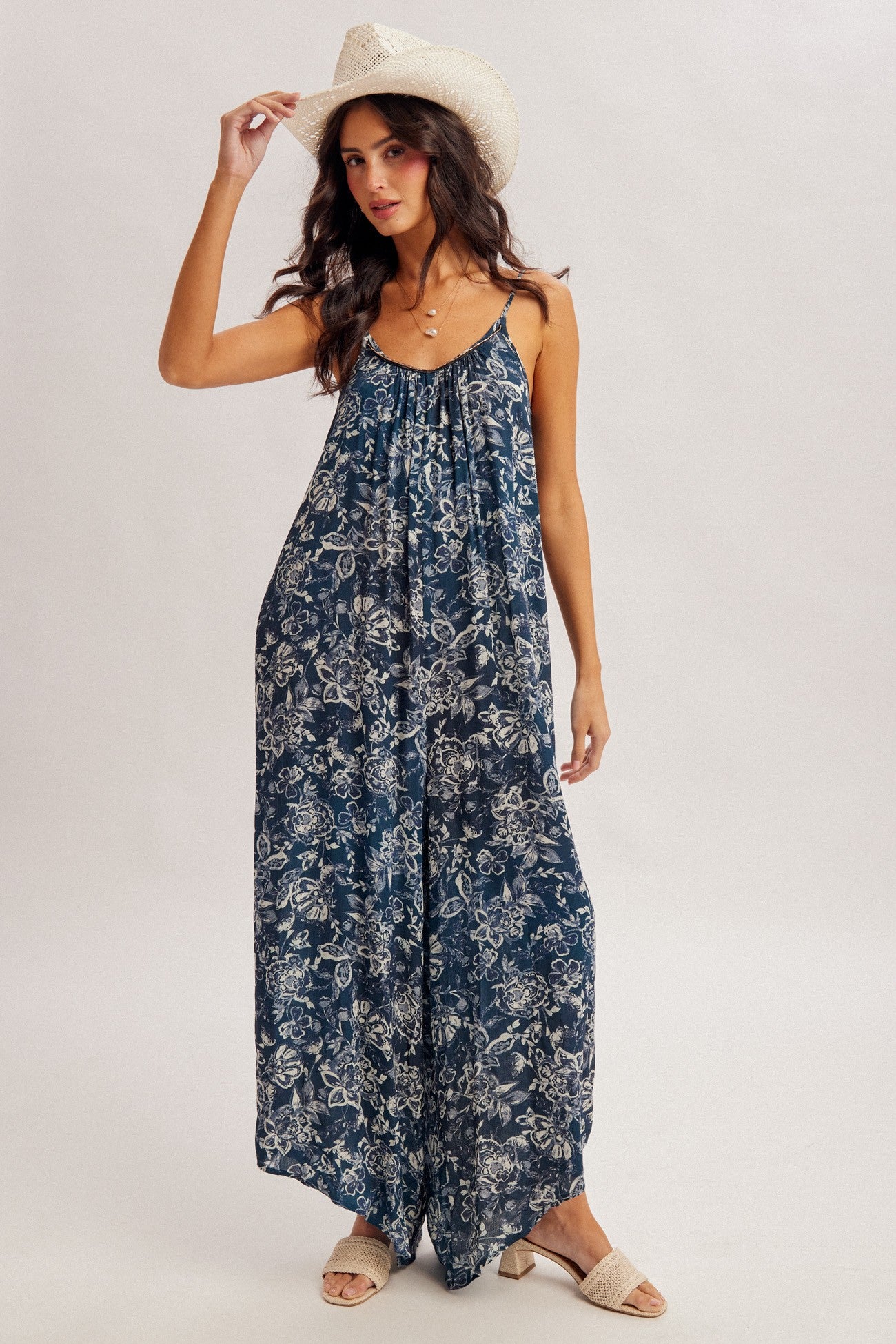 Floral Jumpsuit with beaded trim