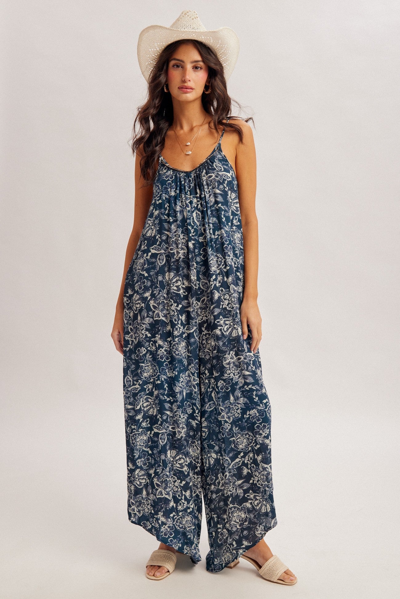 Floral Jumpsuit with beaded trim