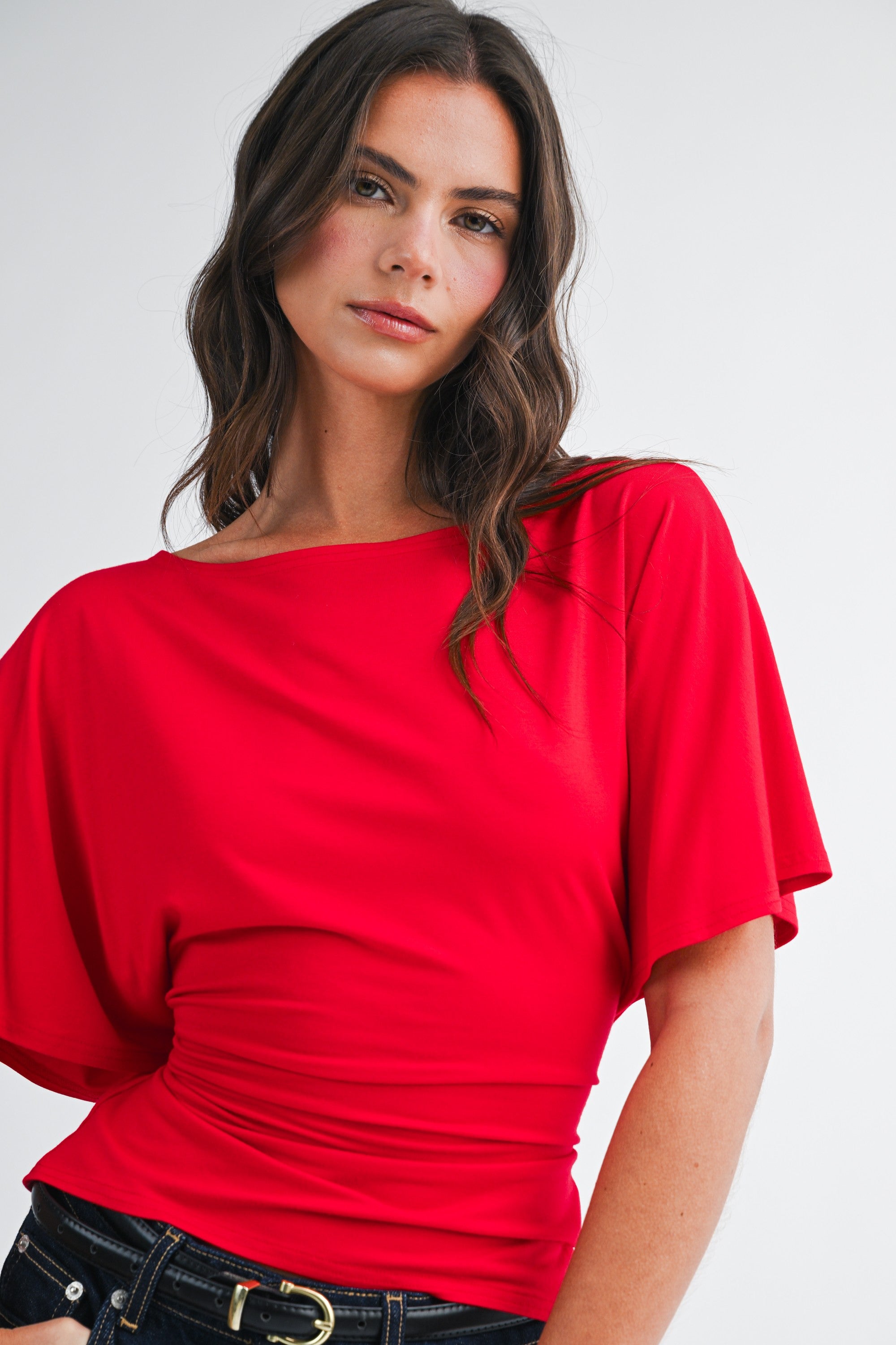 Cherry Draped Tie Top