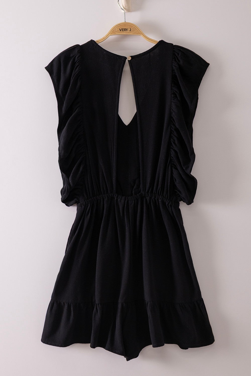 Back Cutout Ruffle Sleeve Romper