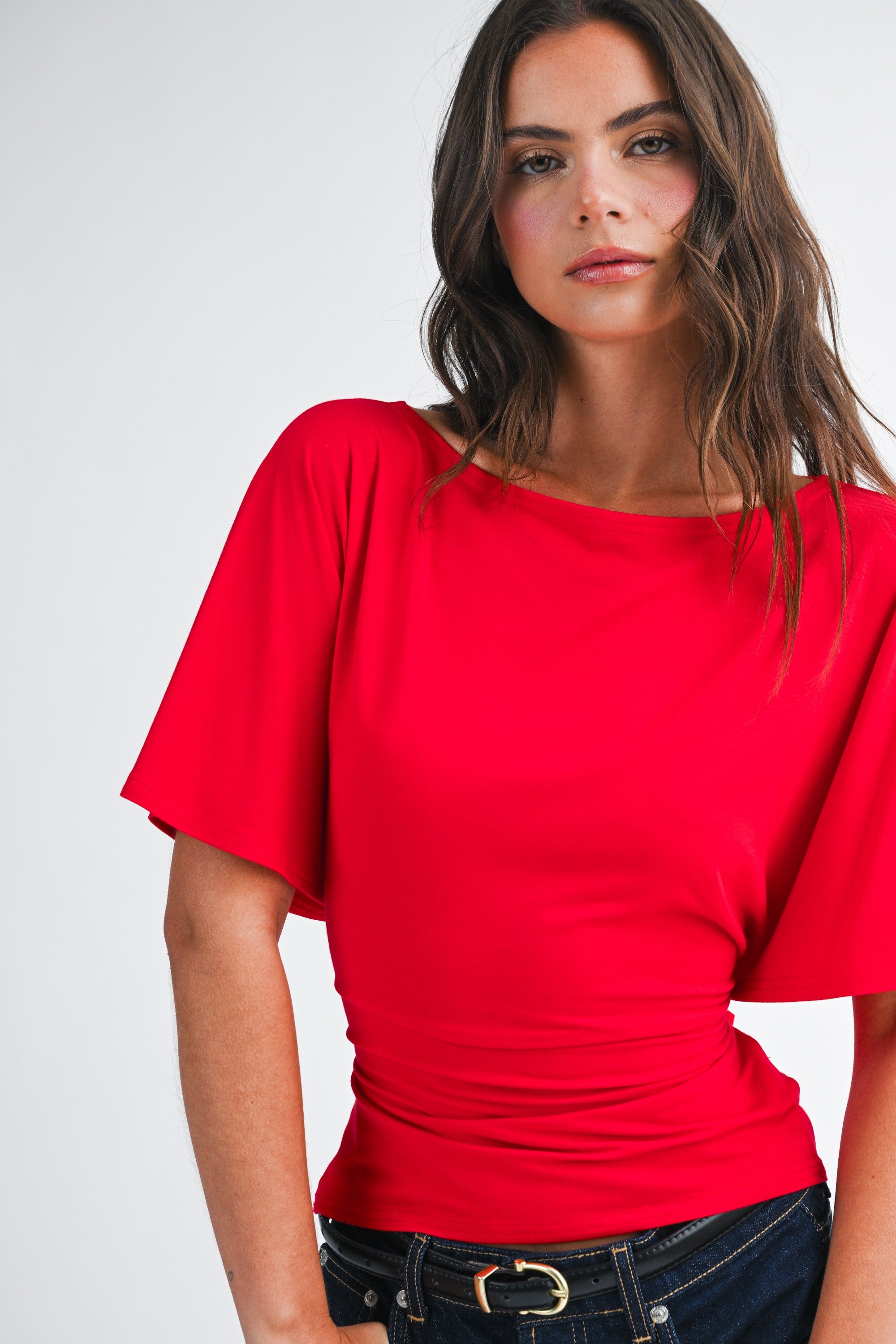 Cherry Draped Tie Top