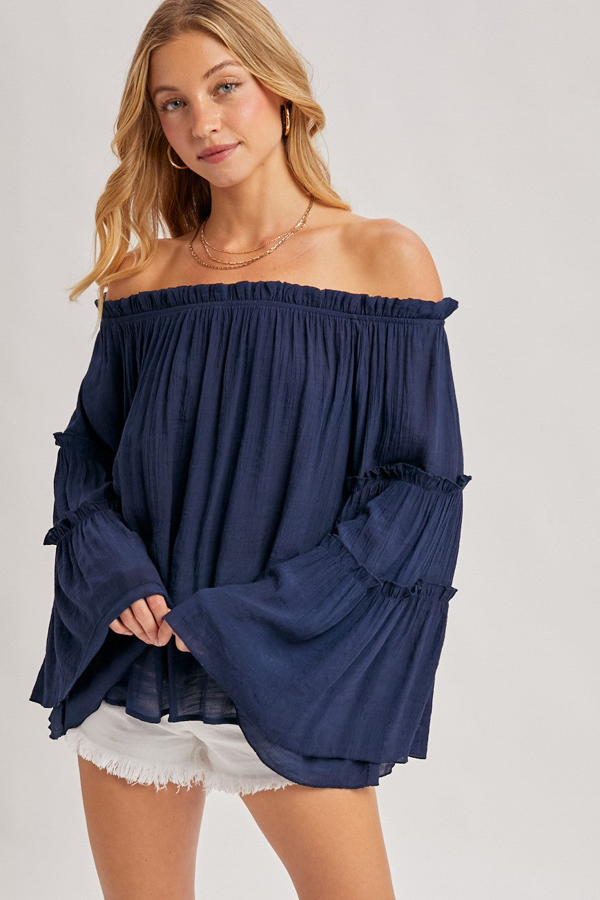 Bell Sleeve Ruffle Top