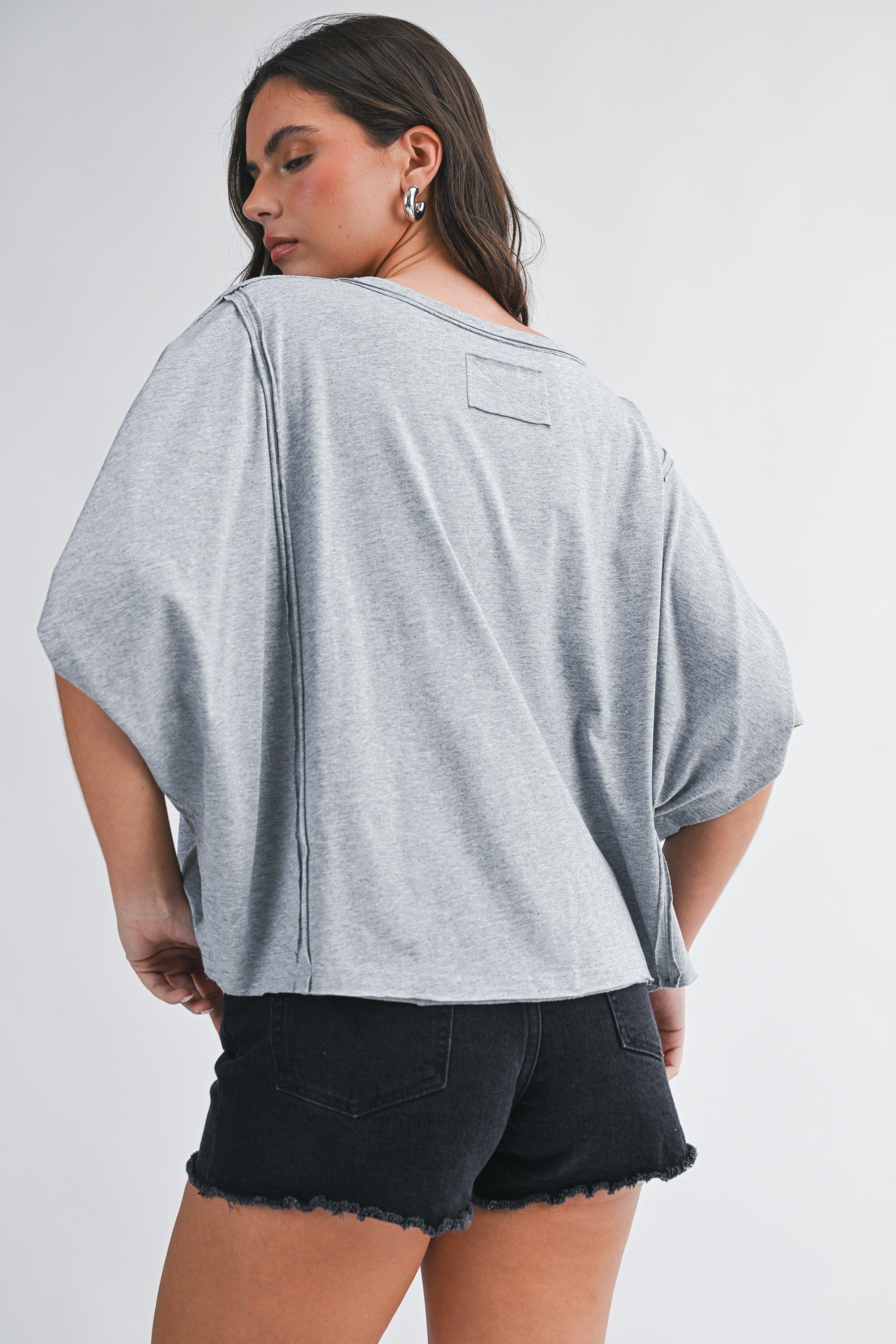 Gray Boxy Dolman Top