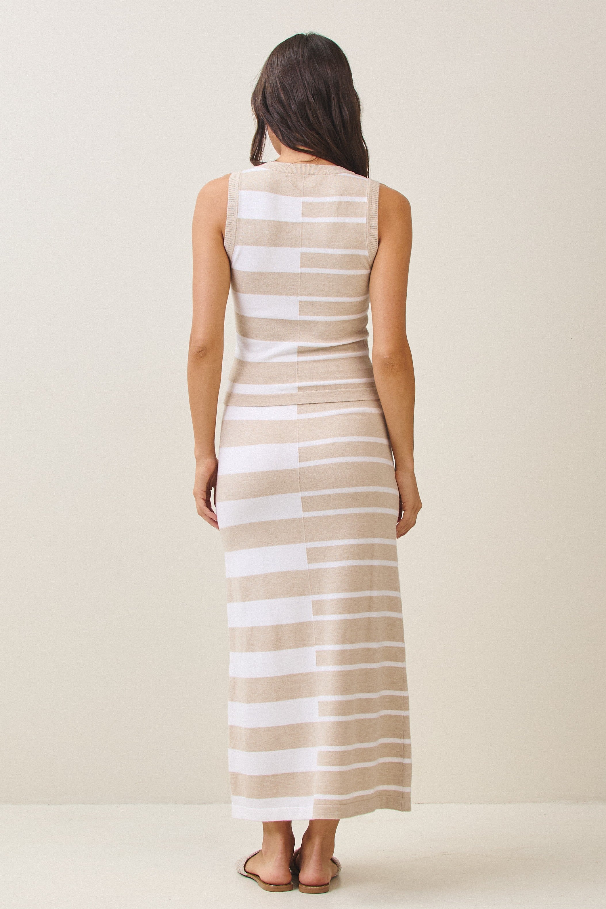 Colorblock Knit Vest & Skirt Set