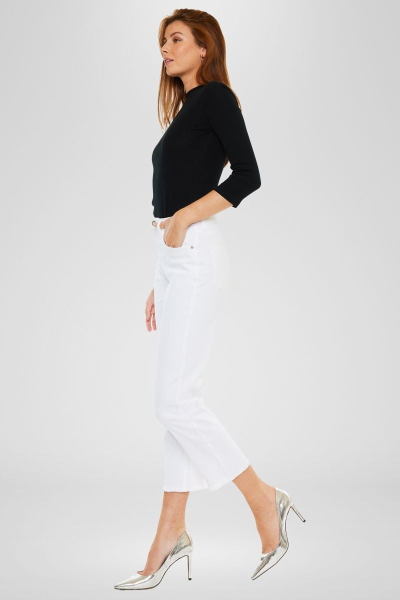 KanCan White Cropped Straight Jean