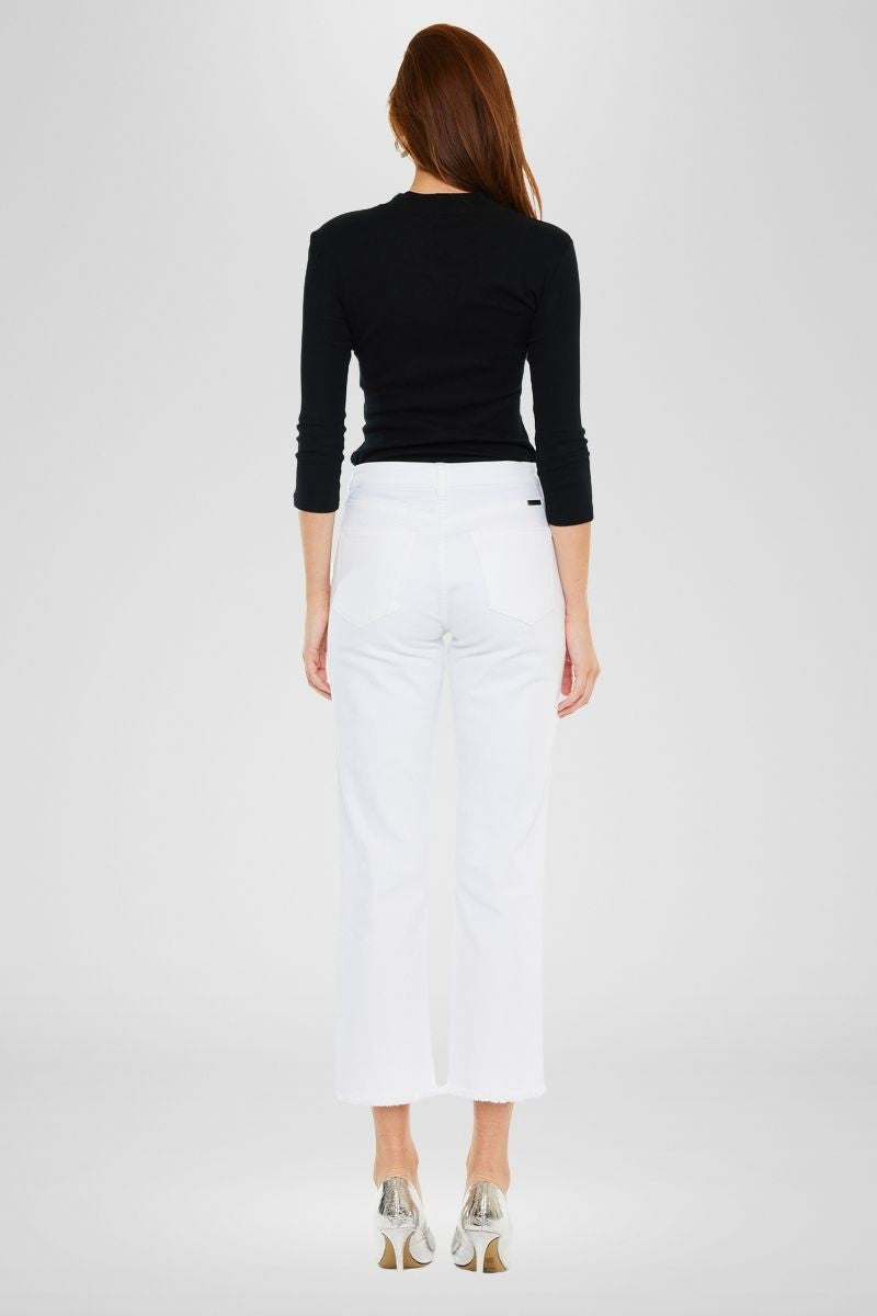KanCan White Cropped Straight Jean