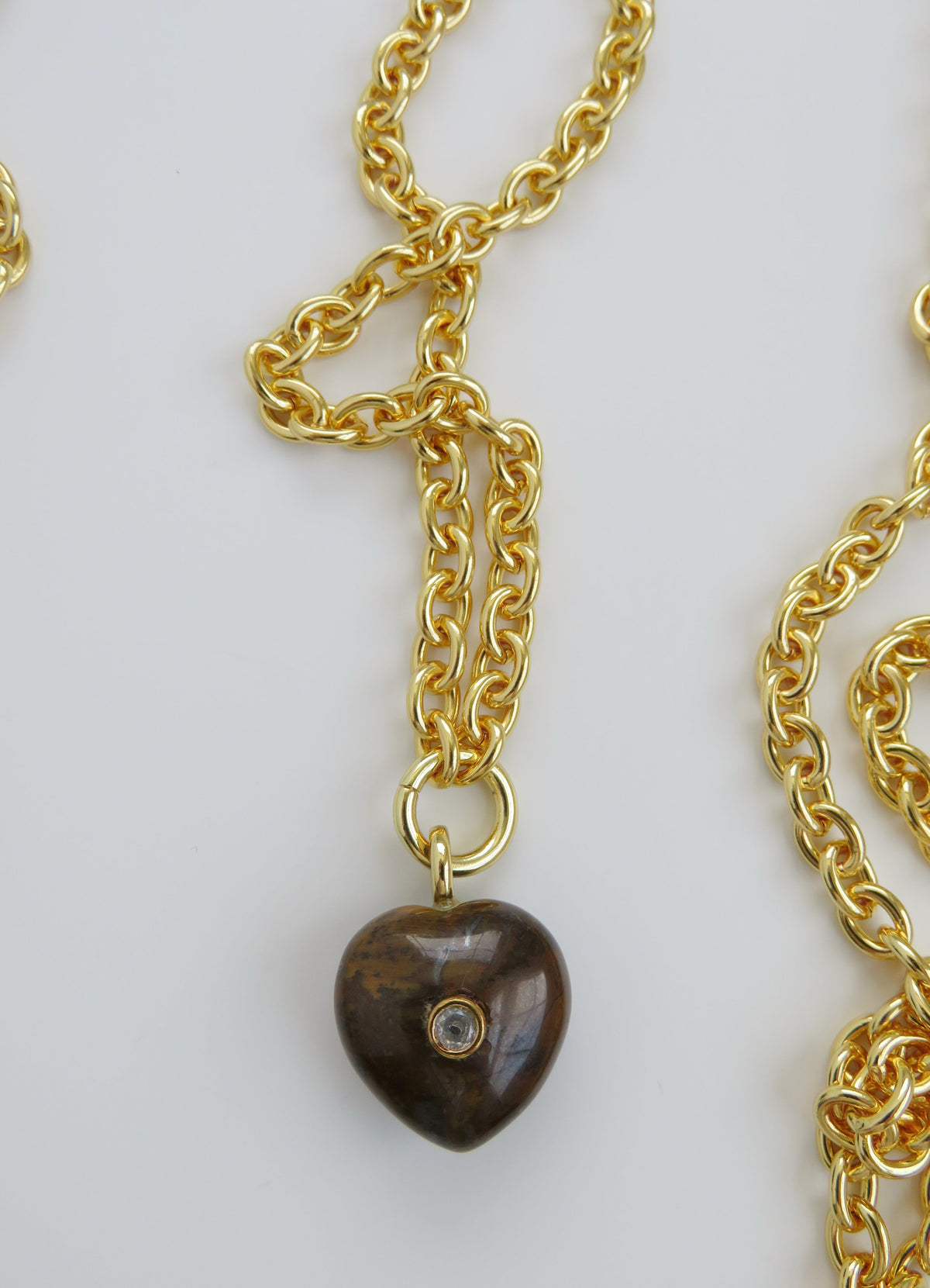 Crystal Heart Cable Necklace - 18k Gold Plated