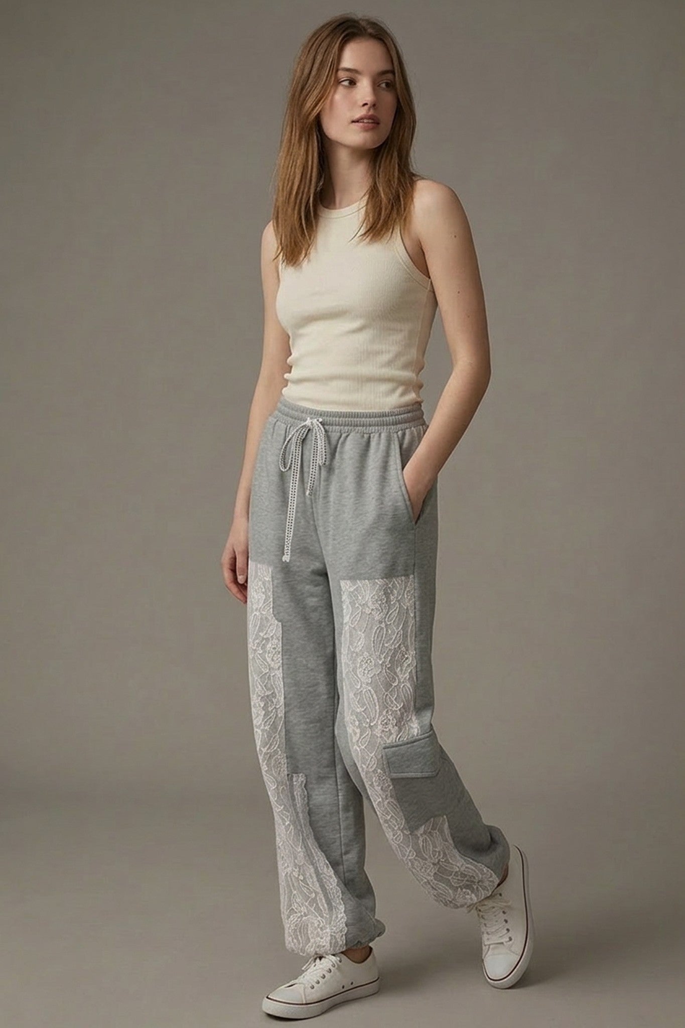 Lace insert harem Pants