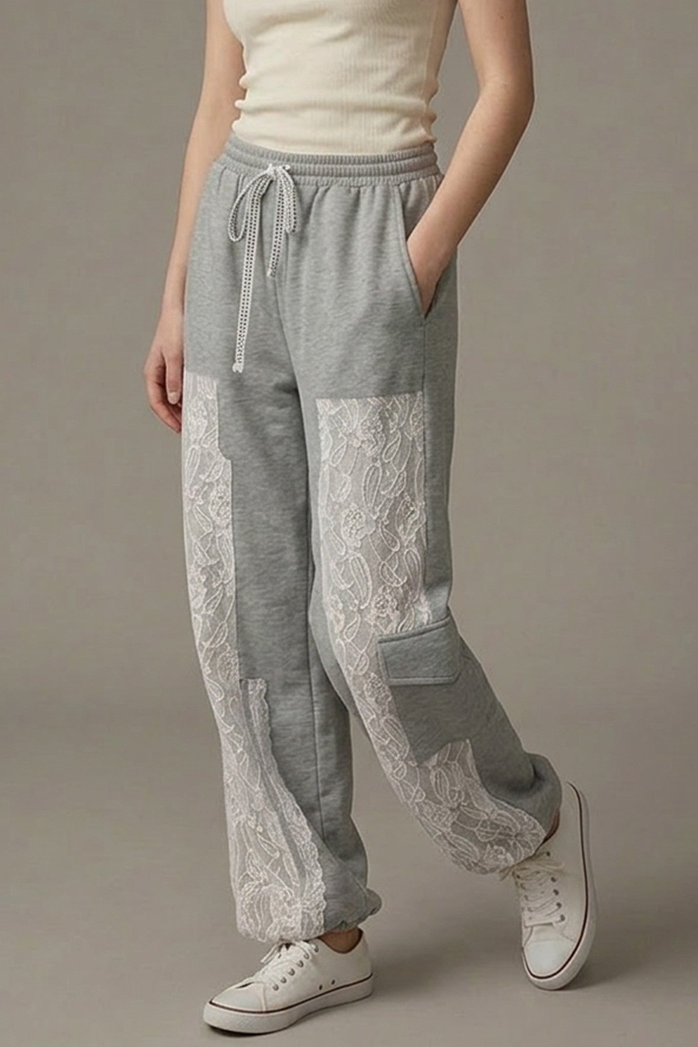 Lace insert harem Pants