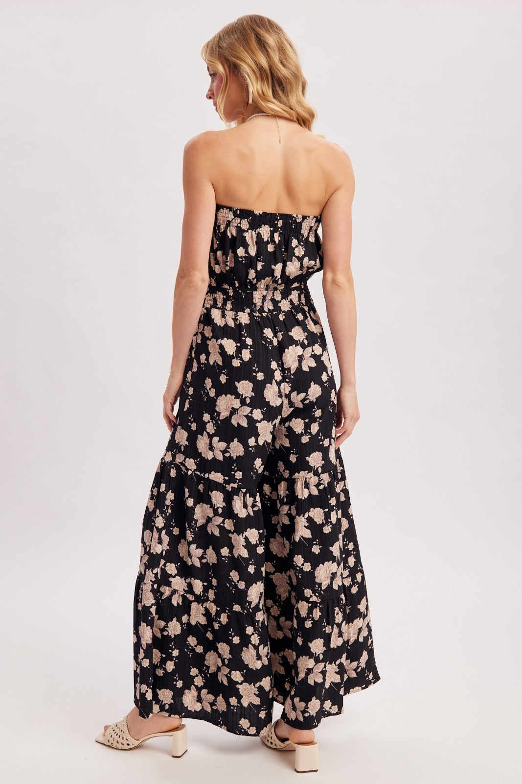 Floral Print Smocked Jumpsuit