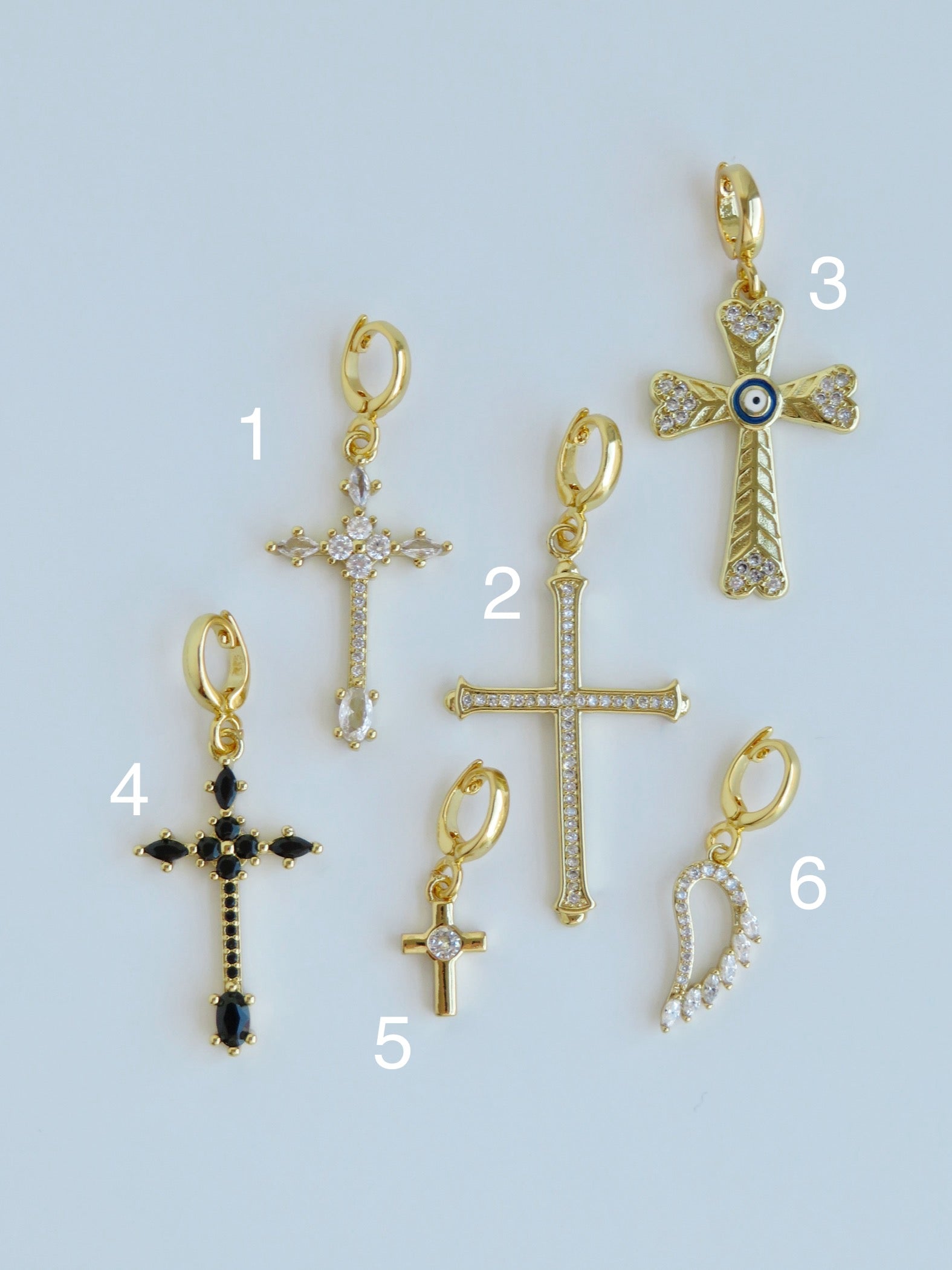 Holy Cross & Angel Wing Charms with Hinged Clasp