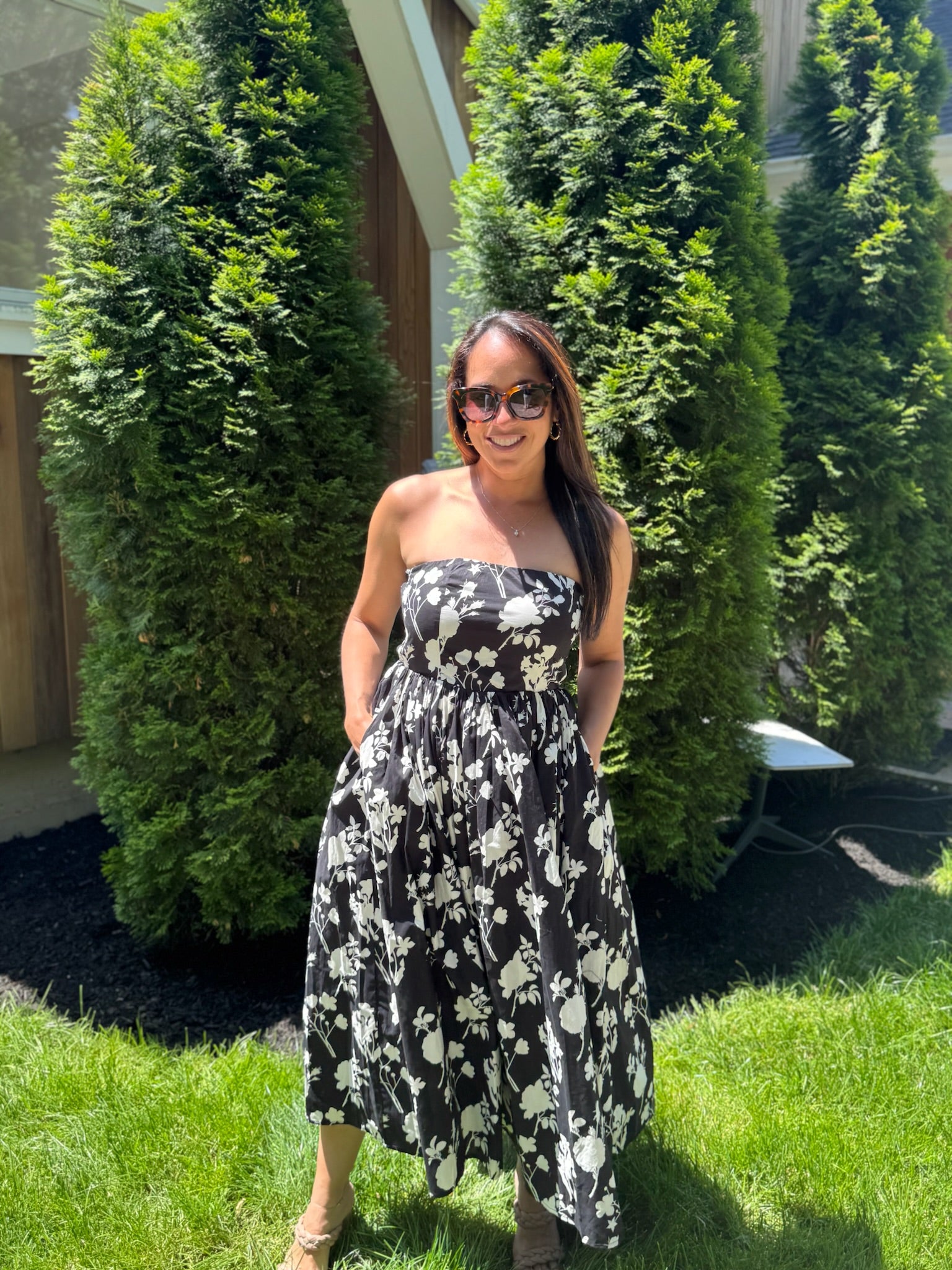 Strapless Floral Dress