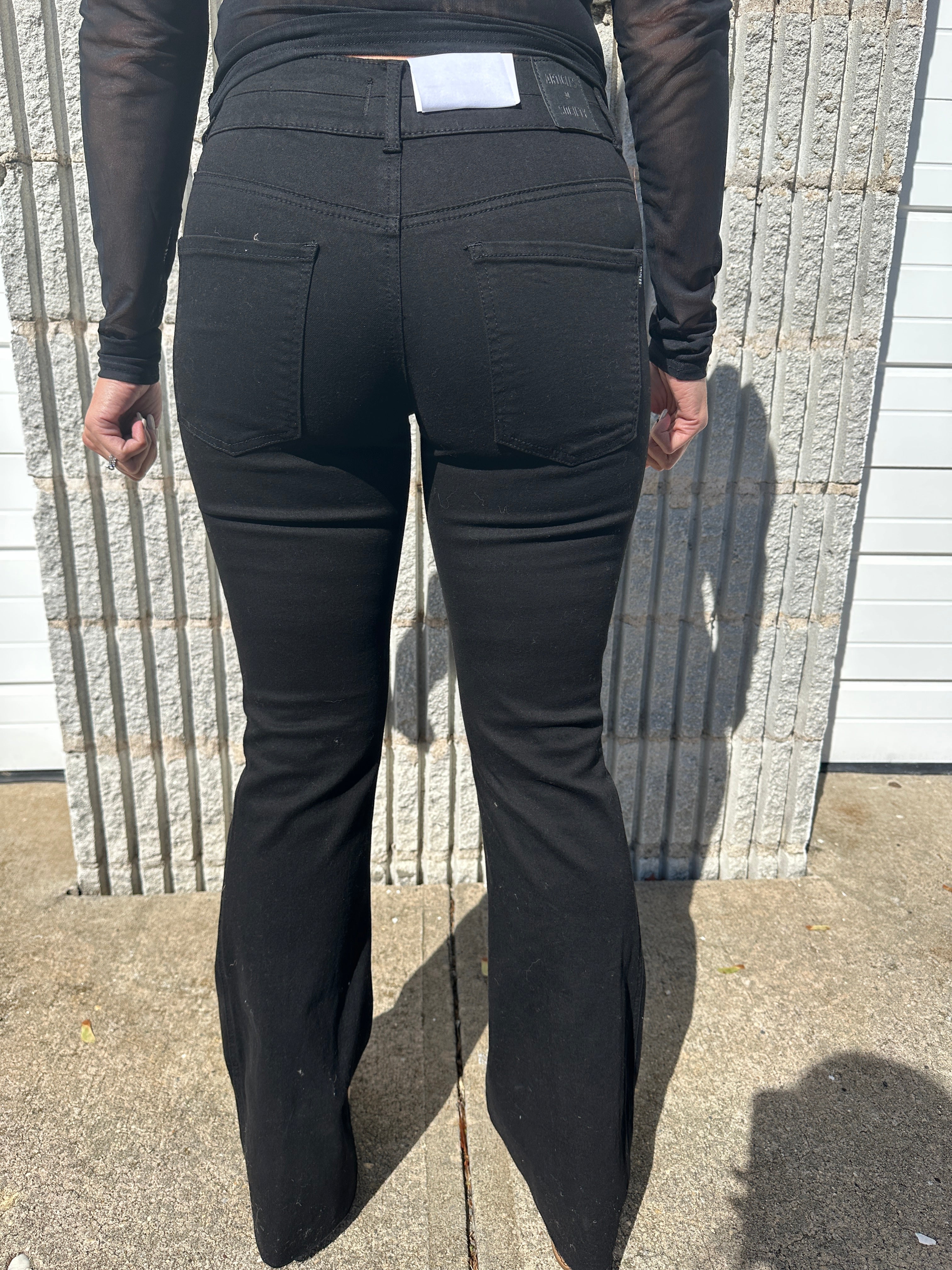 Articles of Society The Joplin Mid Rise Black Flare Denim Jean