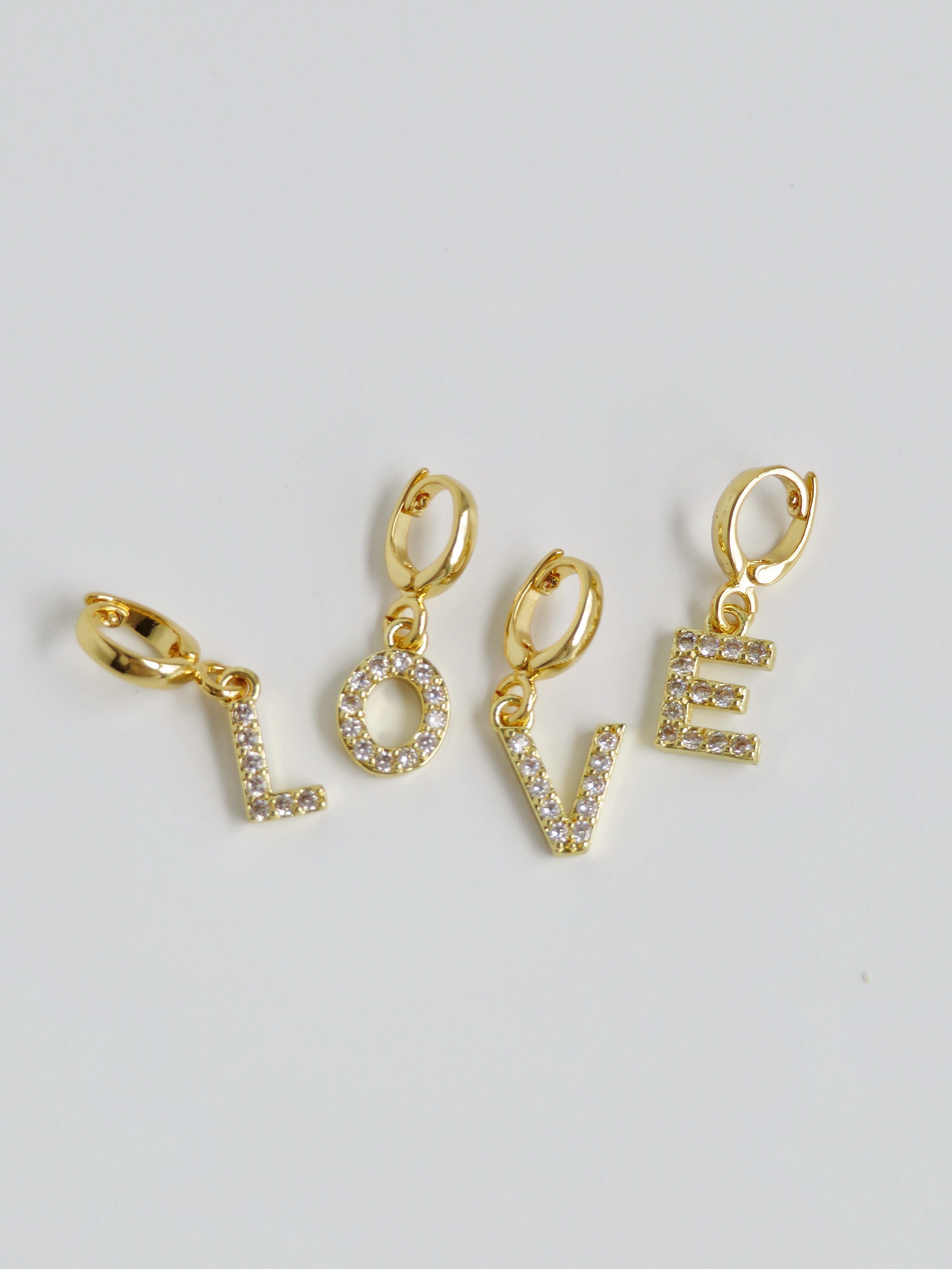 Diamond Initial Charms with Hinged Clasp