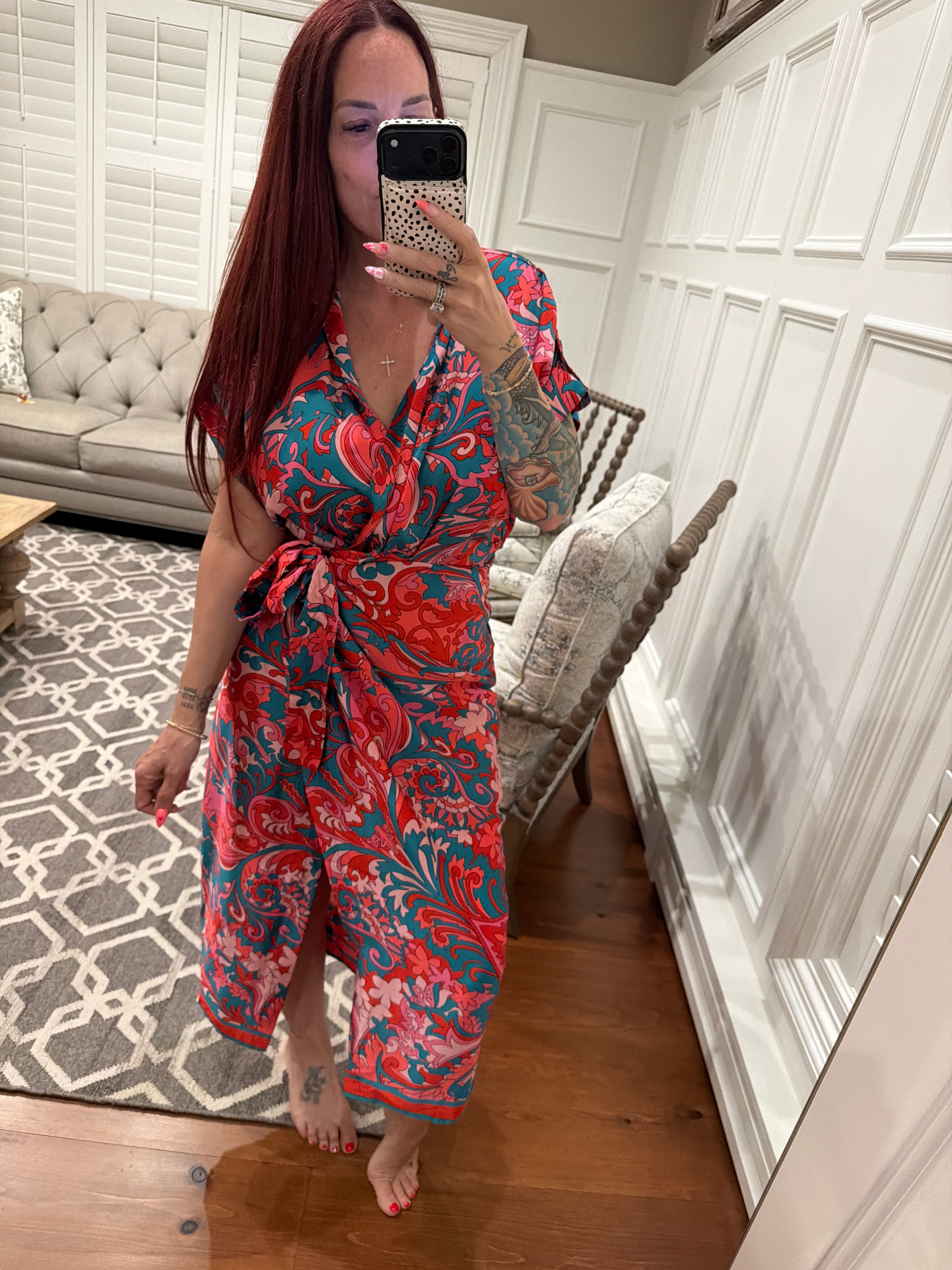 Satin Wrapped Midi Dress