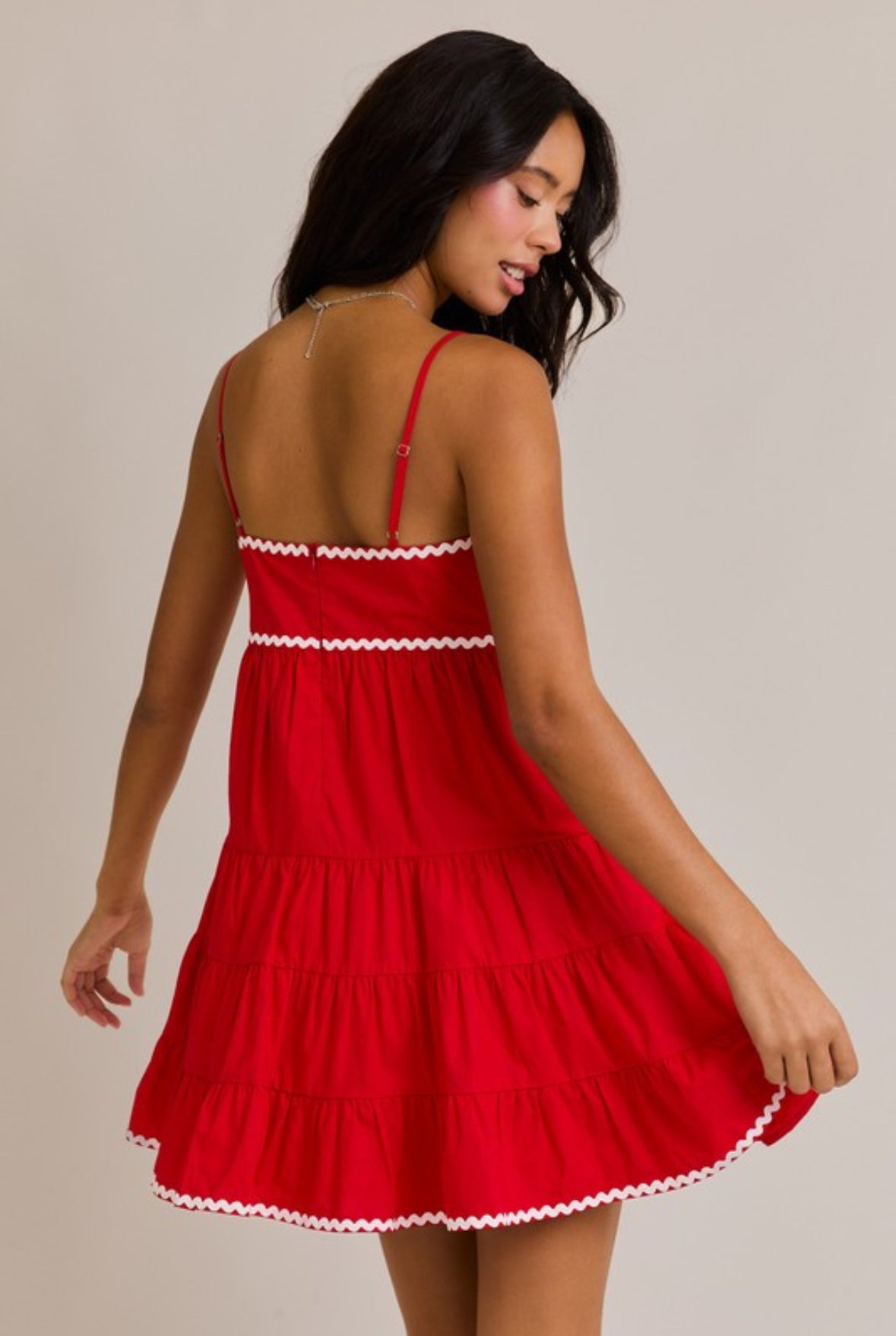 Red Dress With White Trim