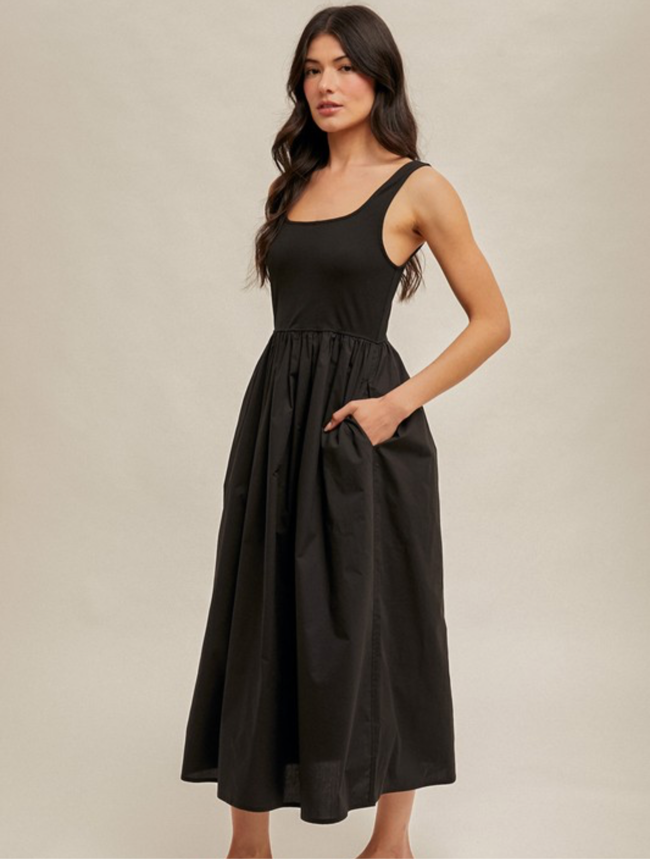 Mixed Media Midi Dress