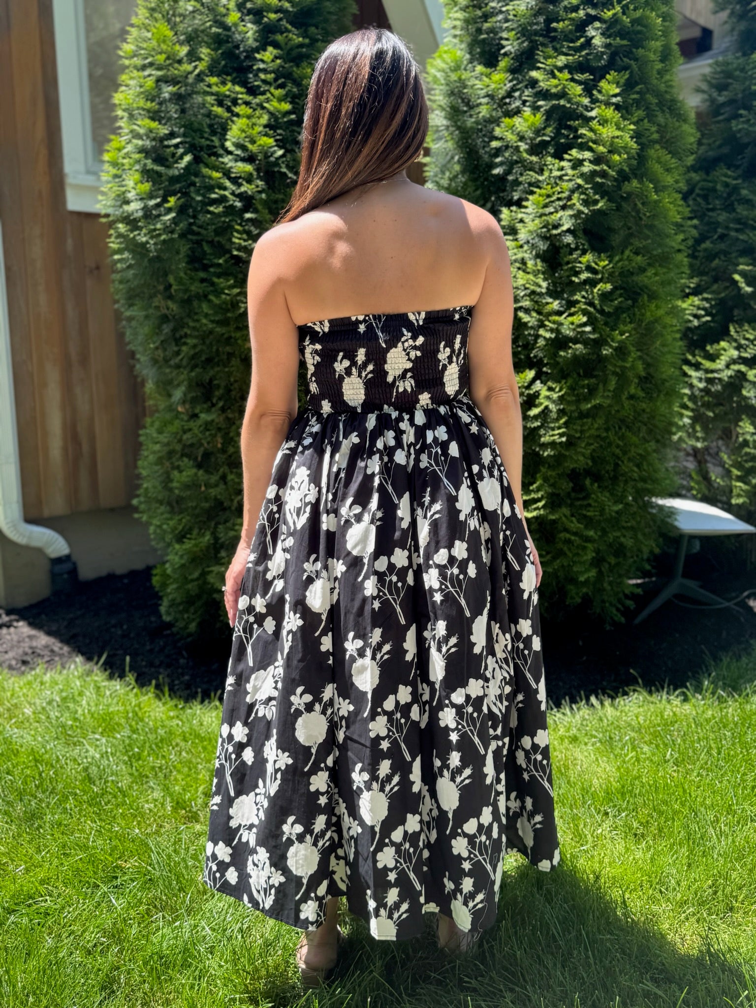 Strapless Floral Dress