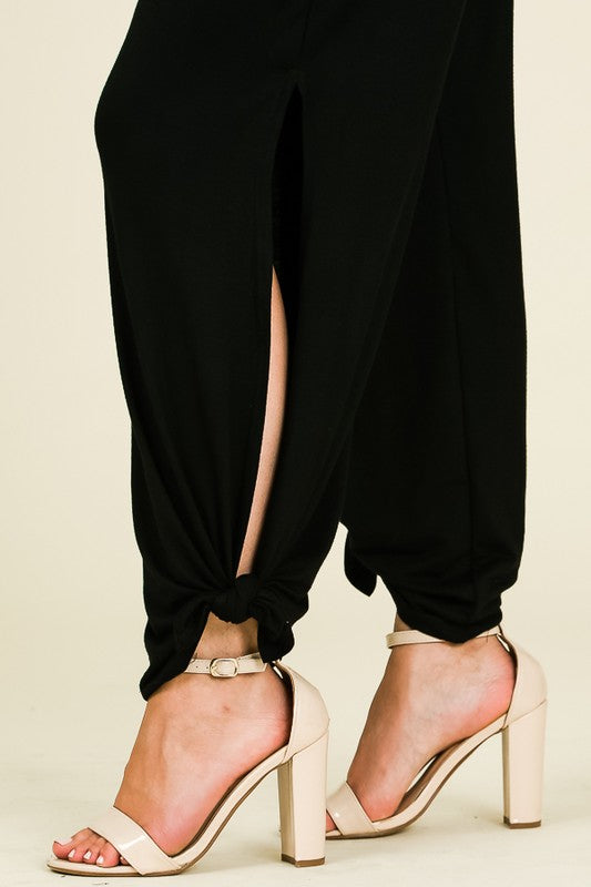 SPLIT SIDE TIED PANTS