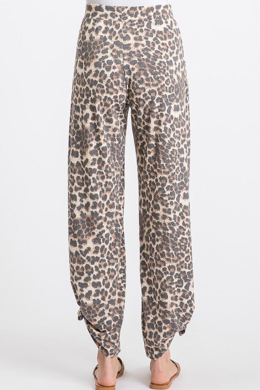 Leopard Print Side Slit Pants