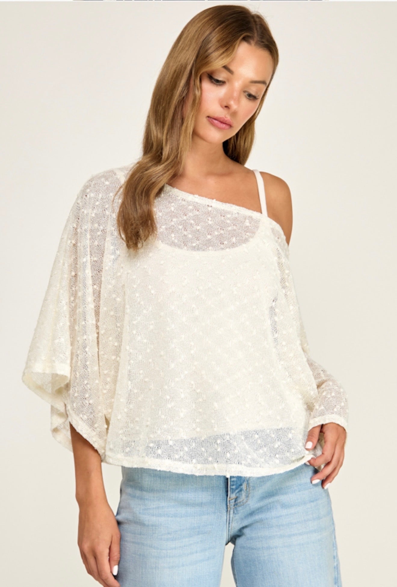 Cream Sheer Top