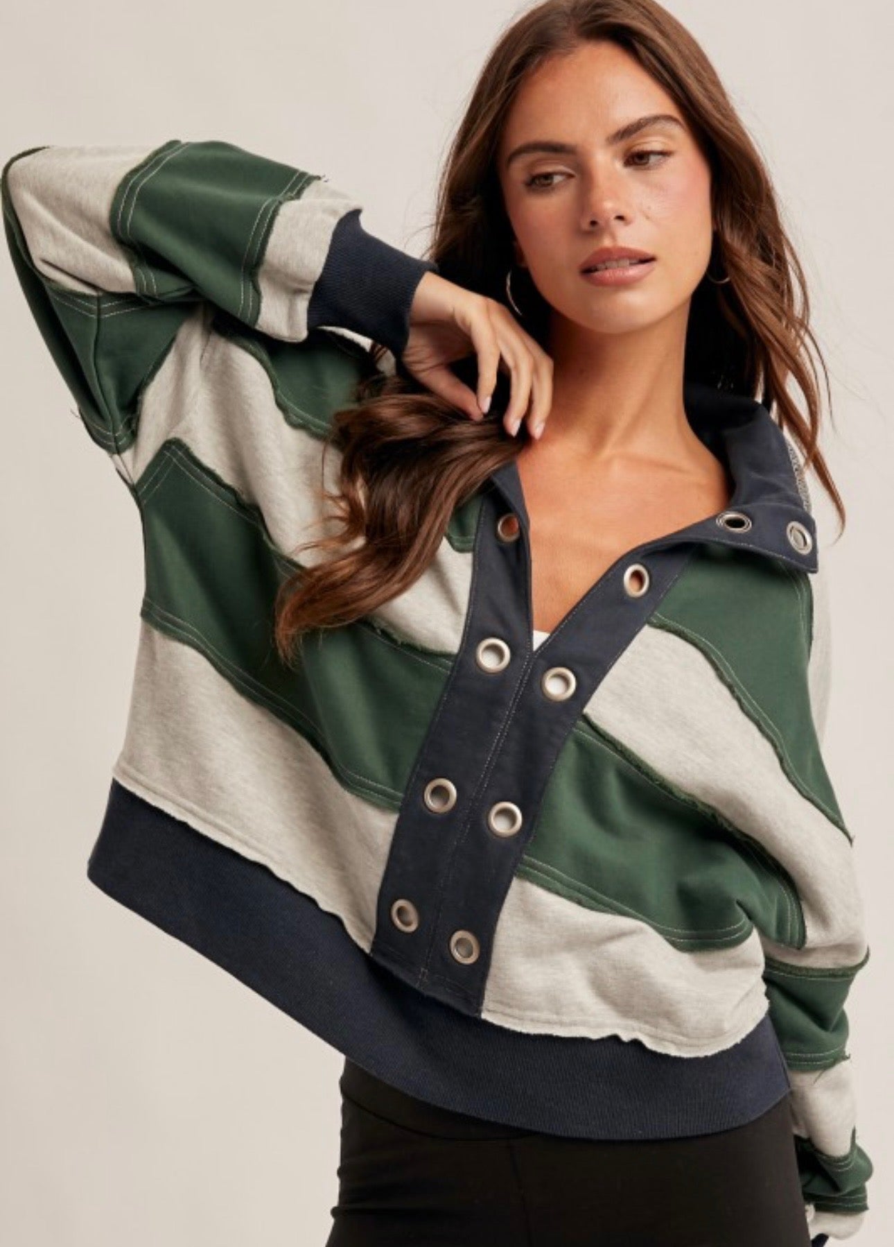 Striped French Terry Pullover