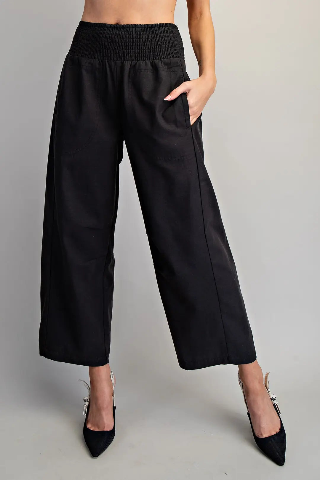 Black Smocked Pants