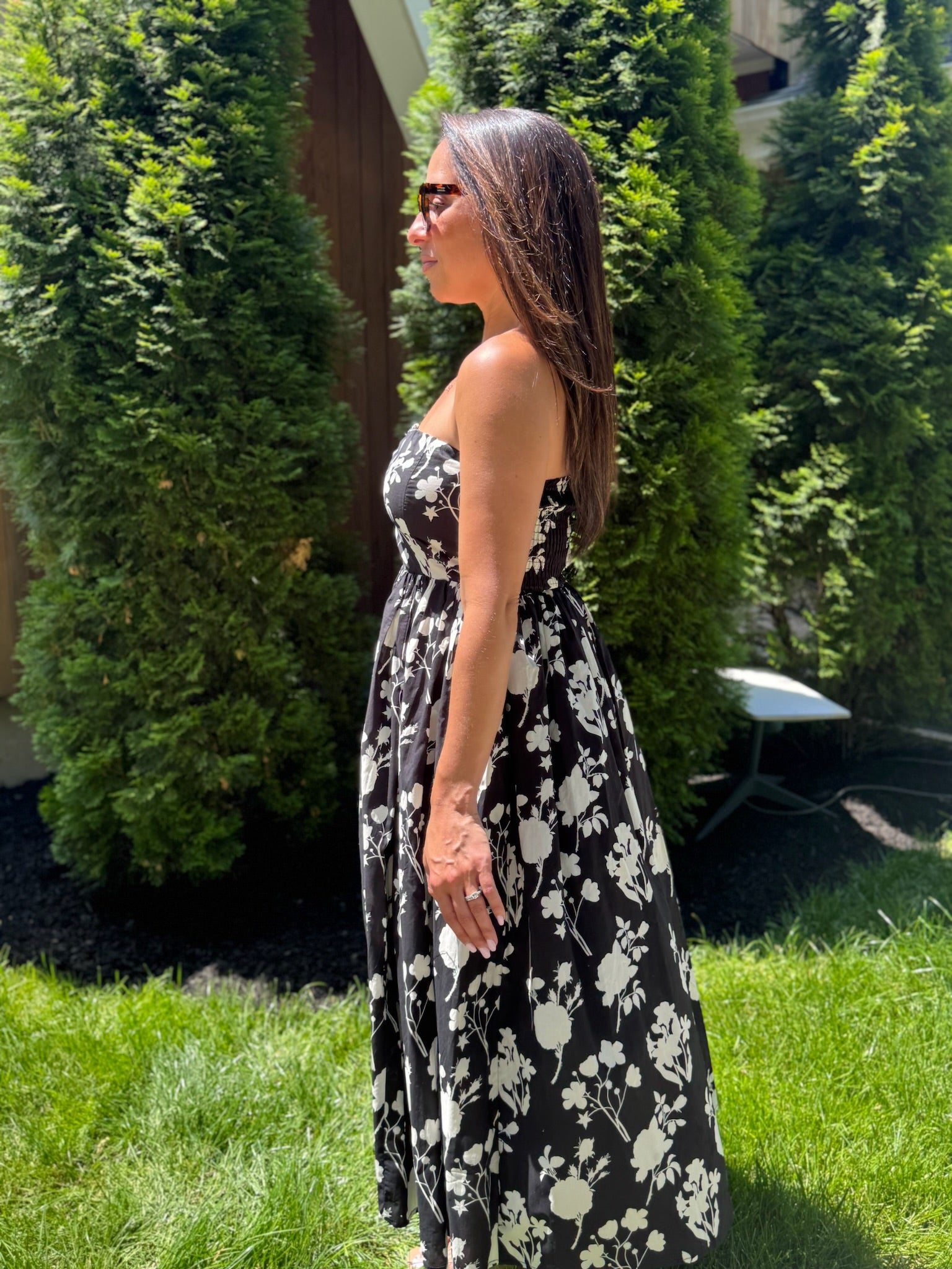 Strapless Floral Dress