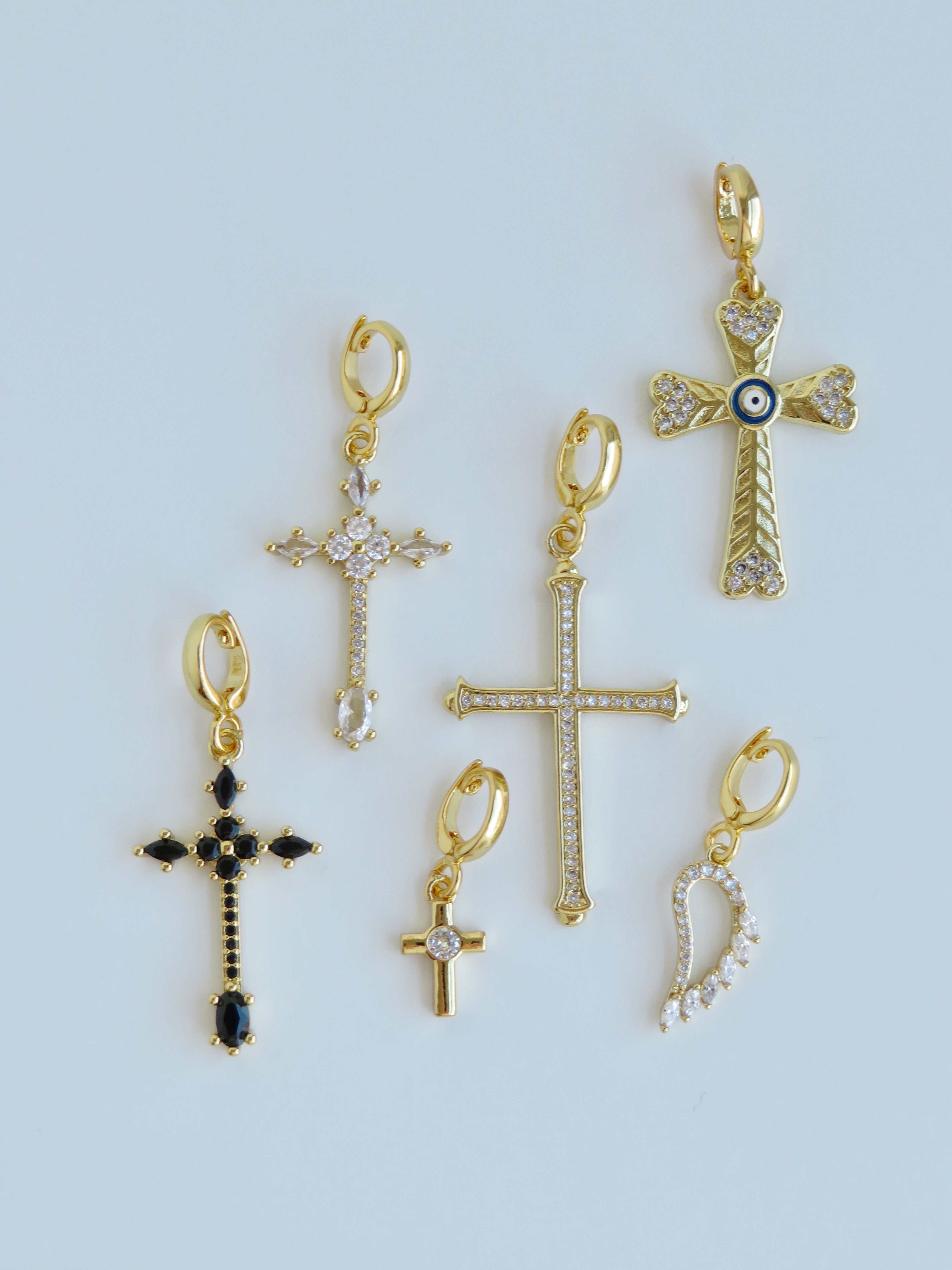 Holy Cross & Angel Wing Charms with Hinged Clasp