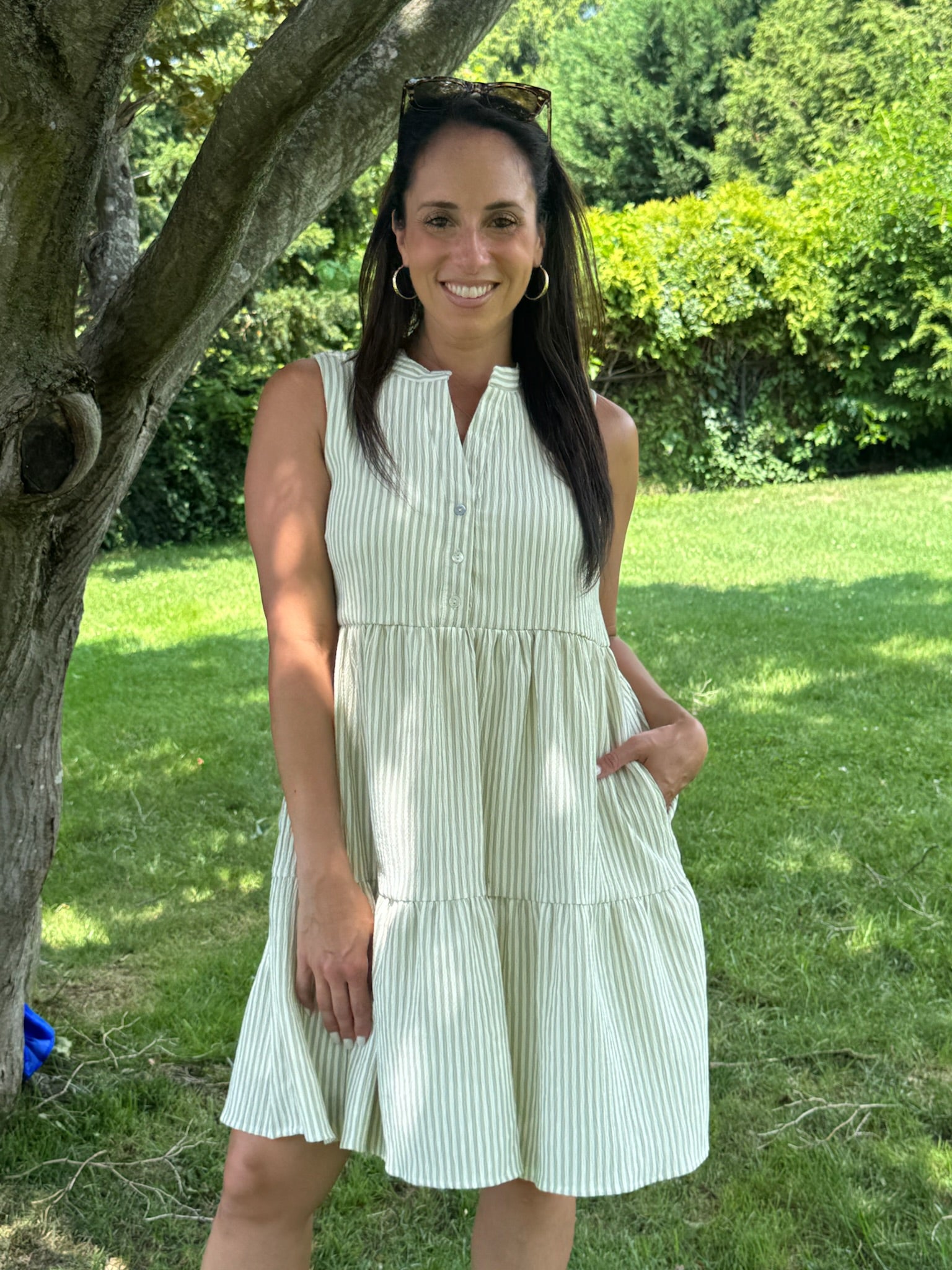 Sage Stripe Dress