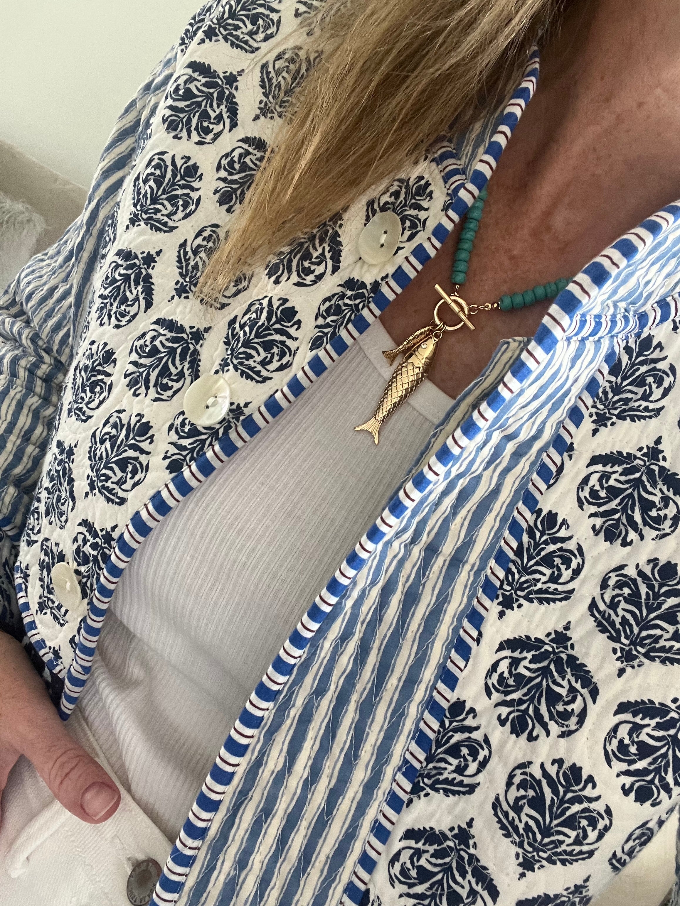 Turquoise Beaded Fish Necklace
