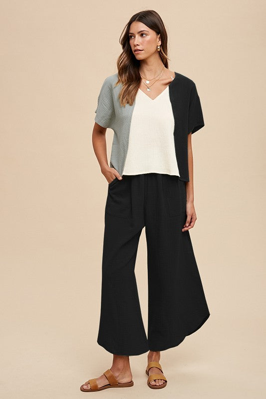 Colorblock Cotton V-neck Top