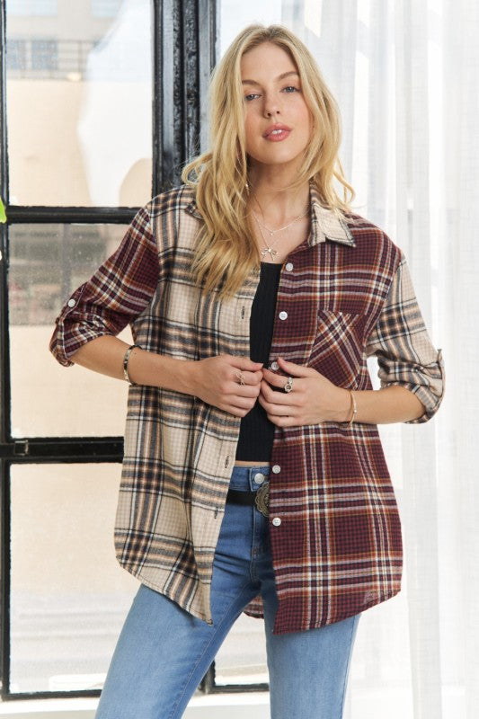 Colorblock Plaid Shirt