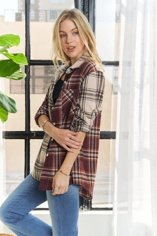 Colorblock Plaid Shirt