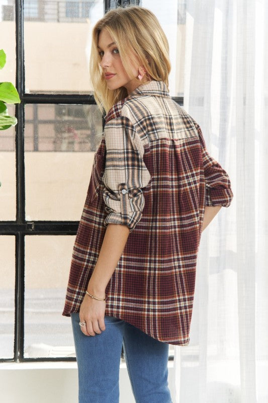 Colorblock Plaid Shirt